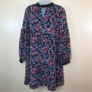 Loft Petites Baroque Berry Print Long Sleeve Shift Dress Women L
